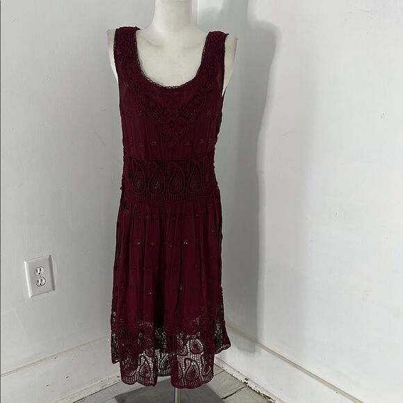 Sundance Embroidered Boho Midi Dress Size 8 - Picture 1 of 6
